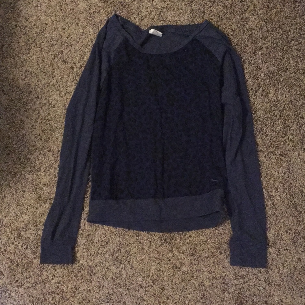 Navy, Leopard print (front), Long-sleeved Shirt